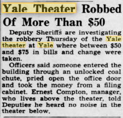Yale Theatre - May 20 1949 Robbed (newer photo)